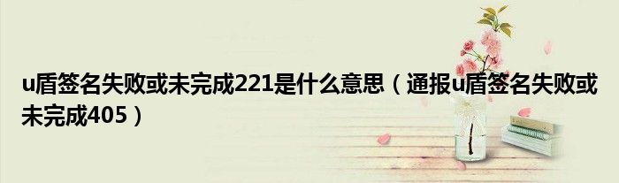 u盾签名失败或未完成221是什么意思（通报u盾签名失败或未完成405）