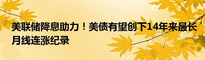 美联储降息助力!美债有望创下14年来最长月线连涨纪录