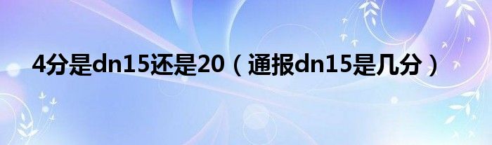 4分是dn15还是20(通报dn15是几分)