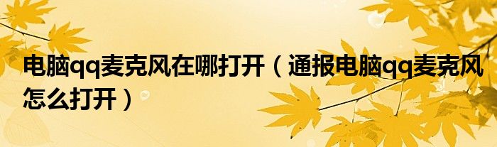电脑qq麦克风在哪打开(通报电脑qq麦克风怎么打开)