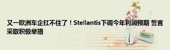 又一欧洲车企扛不住了!Stellantis下调今年利润预期 誓言采取积极举措