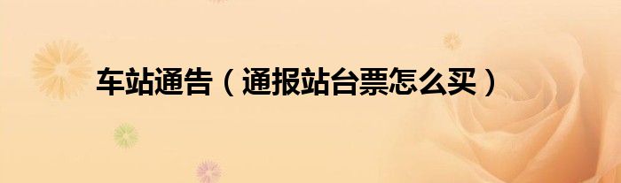 车站通告(通报站台票怎么买)