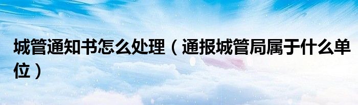 城管通知书怎么处理(通报城管局属于什么单位)
