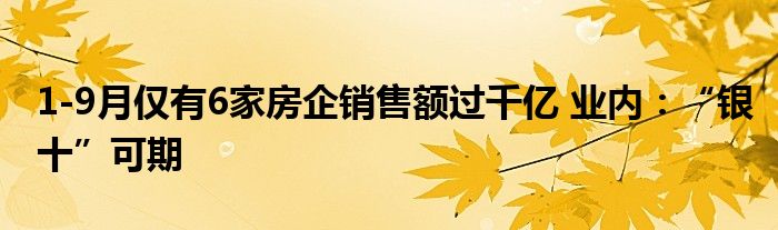 1-9月仅有6家房企销售额过千亿 业内:“银十”可期