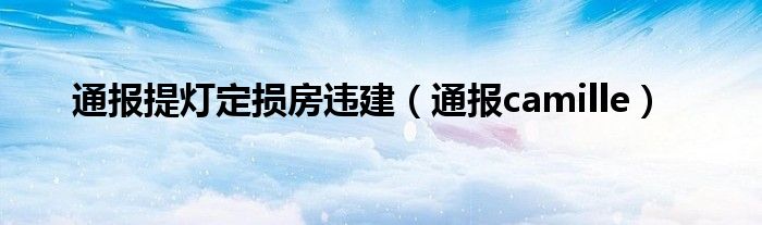 通报提灯定损房违建(通报camille)