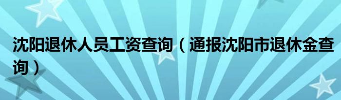 沈阳退休人员工资查询(通报沈阳市退休金查询)