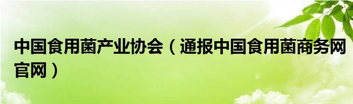 中国食用菌产业协会(通报中国食用菌商务网官网)