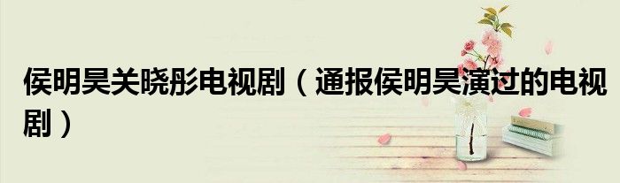 侯明昊关晓彤电视剧(通报侯明昊演过的电视剧)