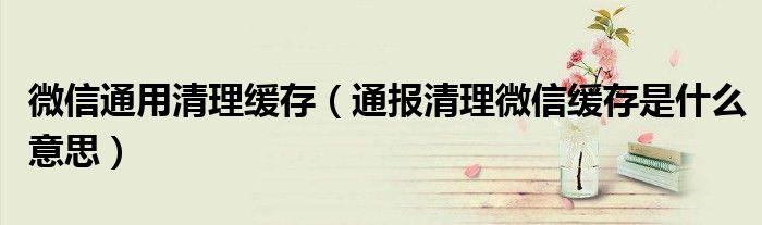 微信通用清理缓存(通报清理微信缓存是什么意思)