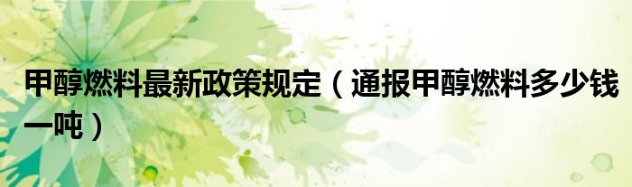 甲醇燃料最新政策规定(通报甲醇燃料多少钱一吨)
