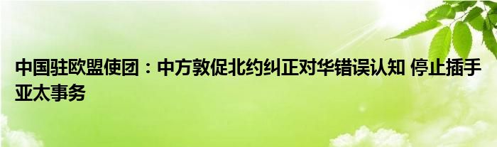 中国驻欧盟使团:中方敦促北约纠正对华错误认知 停止插手亚太事务
