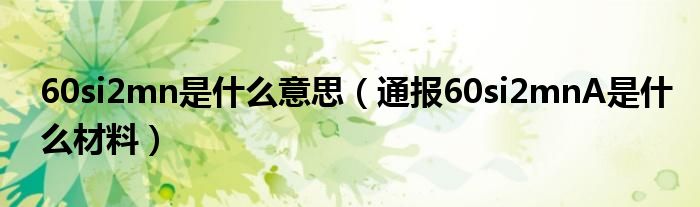 60si2mn是什么意思(通报60si2mnA是什么材料)