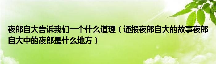 夜郎自大告诉我们一个什么道理(通报夜郎自大的故事夜郎自大中的夜郎是什么地方)