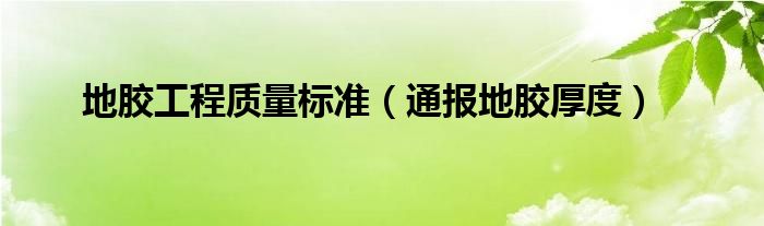 地胶工程质量标准(通报地胶厚度)