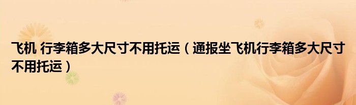 飞机 行李箱多大尺寸不用托运(通报坐飞机行李箱多大尺寸不用托运)