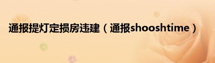 通报提灯定损房违建(通报shooshtime)