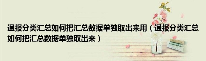 通报分类汇总如何把汇总数据单独取出来用(通报分类汇总如何把汇总数据单独取出来)