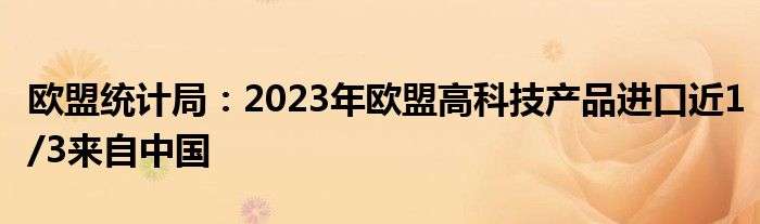 欧盟统计局:2023年欧盟高科技产品进口近1/3来自中国