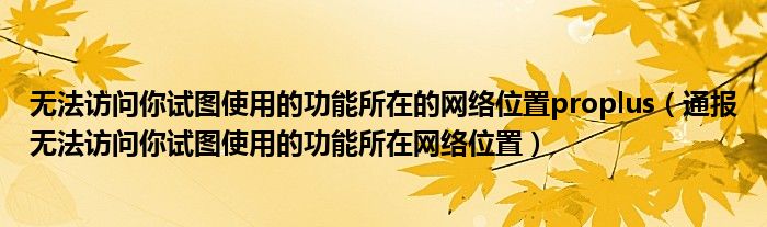 无法访问你试图使用的功能所在的网络位置proplus(通报无法访问你试图使用的功能所在网络位置)