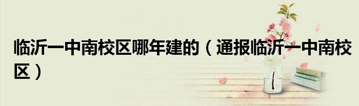 临沂一中南校区哪年建的(通报临沂一中南校区)