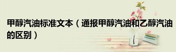 甲醇汽油标准文本（通报甲醇汽油和乙醇汽油的区别）