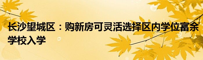 长沙望城区:购新房可灵活选择区内学位富余学校入学