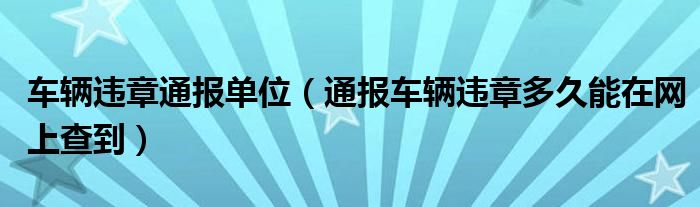 车辆违章通报单位(通报车辆违章多久能在网上查到)