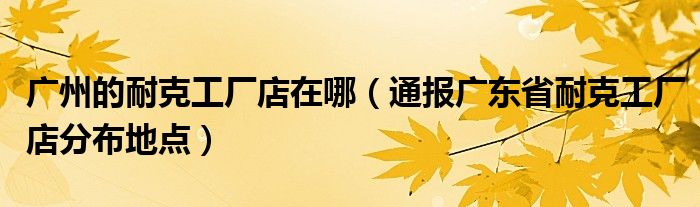 广州的耐克工厂店在哪(通报广东省耐克工厂店分布地点)