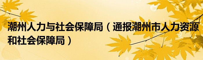 潮州人力与社会保障局(通报潮州市人力资源和社会保障局)