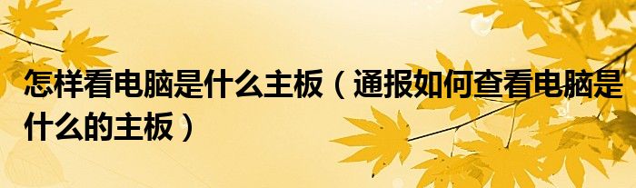 怎样看电脑是什么主板(通报如何查看电脑是什么的主板)