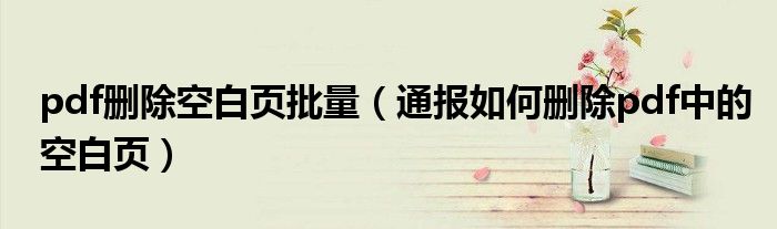 pdf删除空白页批量(通报如何删除pdf中的空白页)