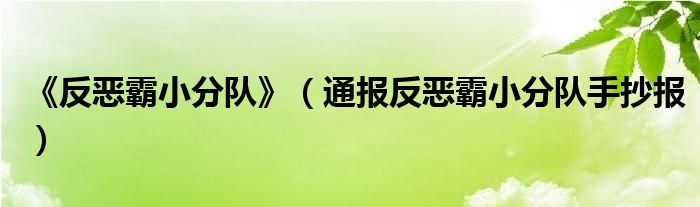 《反恶霸小分队》(通报反恶霸小分队手抄报)