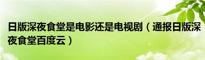 日版深夜食堂是电影还是电视剧(通报日版深夜食堂百度云)