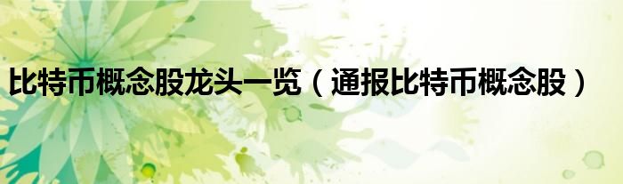 比特币概念股龙头一览(通报比特币概念股)