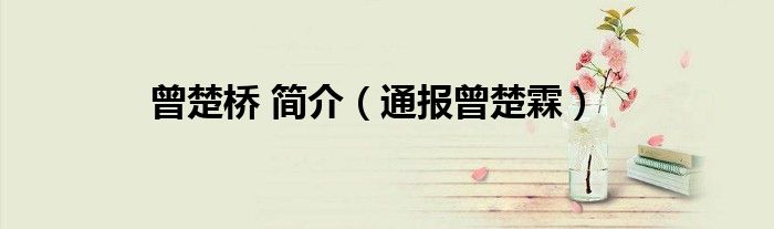 曾楚桥 简介(通报曾楚霖)