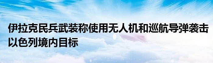 伊拉克民兵武装称使用无人机和巡航导弹袭击以色列境内目标