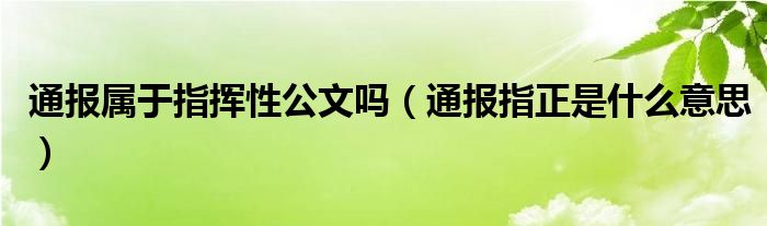 通报属于指挥性公文吗(通报指正是什么意思)