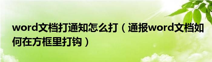 word文档打通知怎么打(通报word文档如何在方框里打钩)