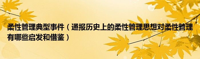 柔性管理典型事件(通报历史上的柔性管理思想对柔性管理有哪些启发和借鉴)