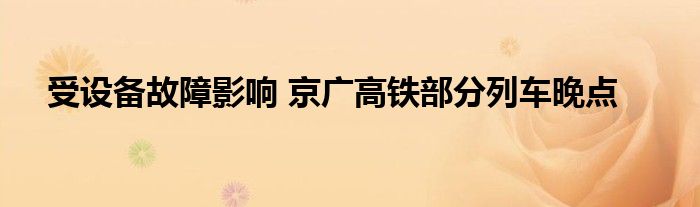 受设备故障影响 京广高铁部分列车晚点