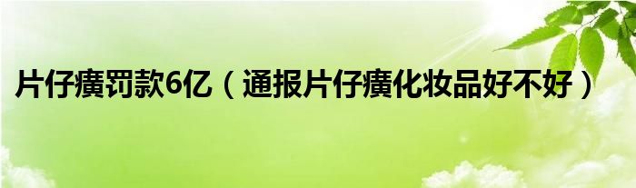 片仔癀罚款6亿(通报片仔癀化妆品好不好)
