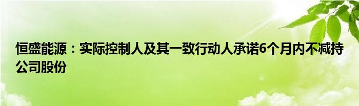 恒盛能源：实际控制人及其一致行动人承诺6个月内不减持公司股份