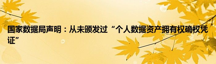 国家数据局声明:从未颁发过“个人数据资产拥有权确权凭证”