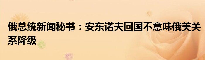 俄总统新闻秘书:安东诺夫回国不意味俄美关系降级