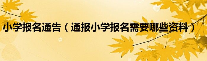 小学报名通告(通报小学报名需要哪些资料)