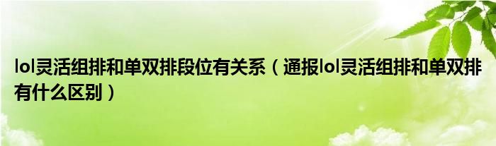 lol灵活组排和单双排段位有关系(通报lol灵活组排和单双排有什么区别)