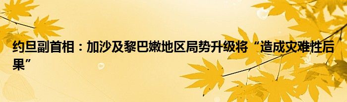 约旦副首相:加沙及黎巴嫩地区局势升级将“造成灾难性后果”