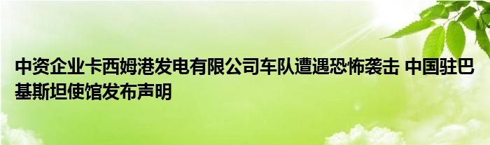 中资企业卡西姆港发电有限公司车队遭遇恐怖袭击 中国驻巴基斯坦使馆发布声明