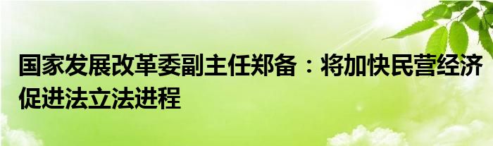 国家发展改革委副主任郑备：将加快民营经济促进法立法进程