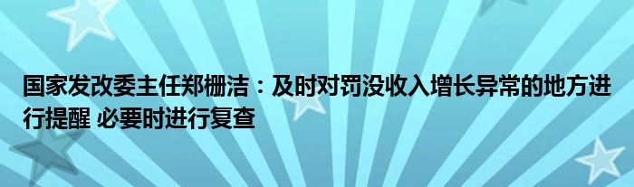 国家发改委主任郑栅洁:及时对罚没收入增长异常的地方进行提醒 必要时进行复查